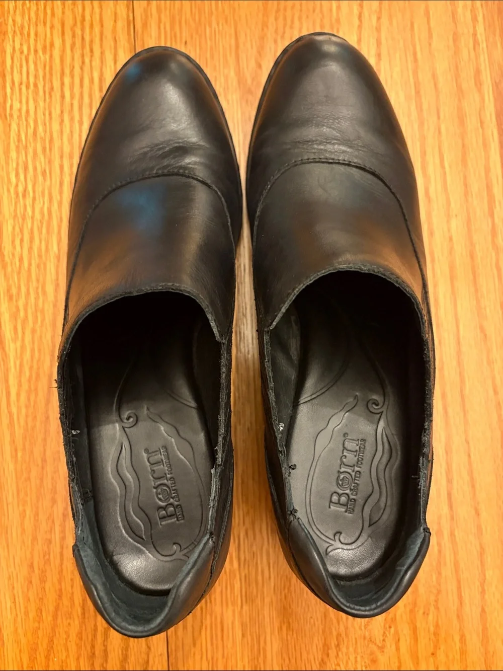Born Black Leather Slip-On Western Booties